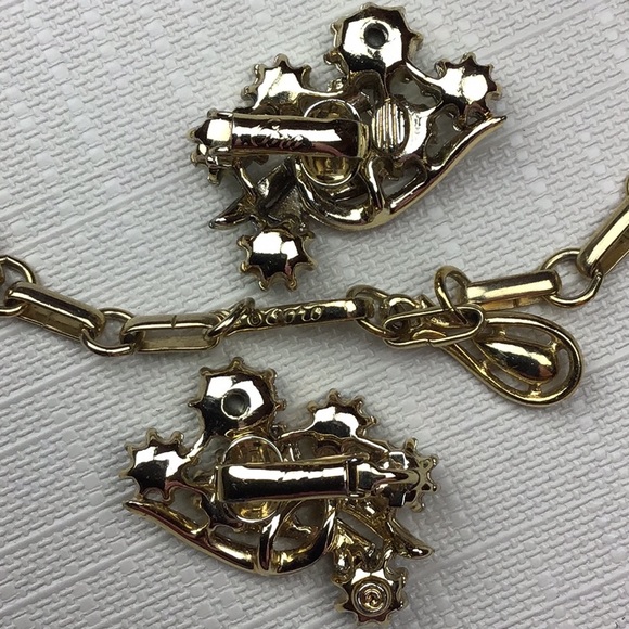 Vintage Coro Necklace Earrings Set AB Rhinestone - Picture 6 of 8